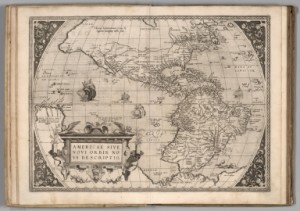 Good luck georeferencing this 1570 map of America! (Credits: David Rumsey Collections)